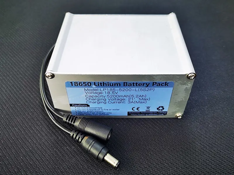 18V 18,5V 5200mAh 5s2P 18650 Lithium-Ionen-Akku Mit Aluminiumgehäuse und 5521-DC-Klinkenstecker