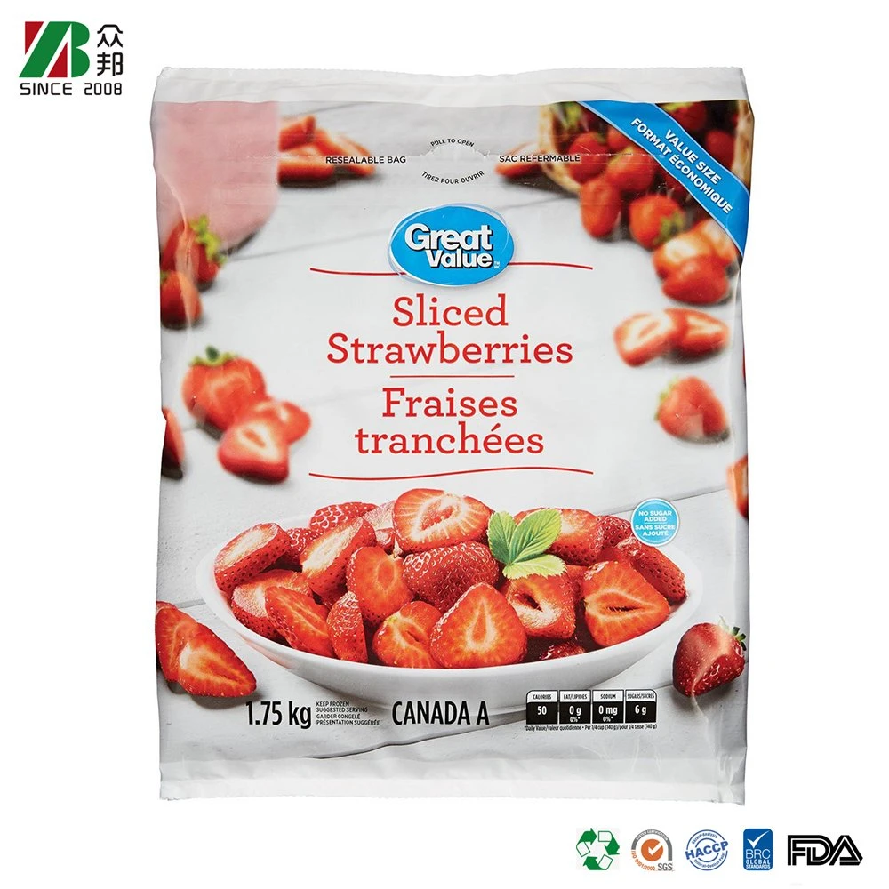 Laminated Food Grade PET/PE Fresh Vegetable Back Sided Seal Packaging Plastic Bags