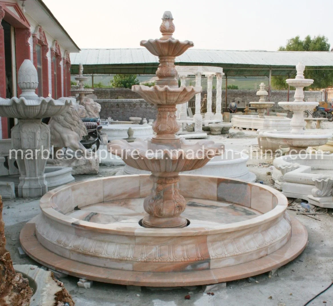 Simple Style Multi Levels Hand Carved Outdoor Marble Water Fountain (SYF-082)