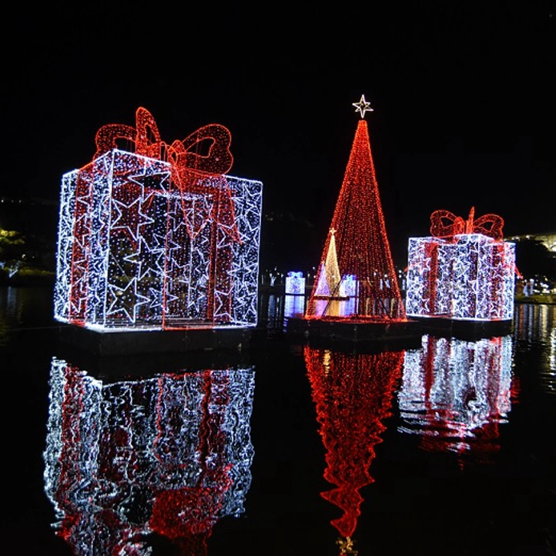 LED 3D Motify Gift Box Luz decorativa para Navidad Decoración interior al aire libre