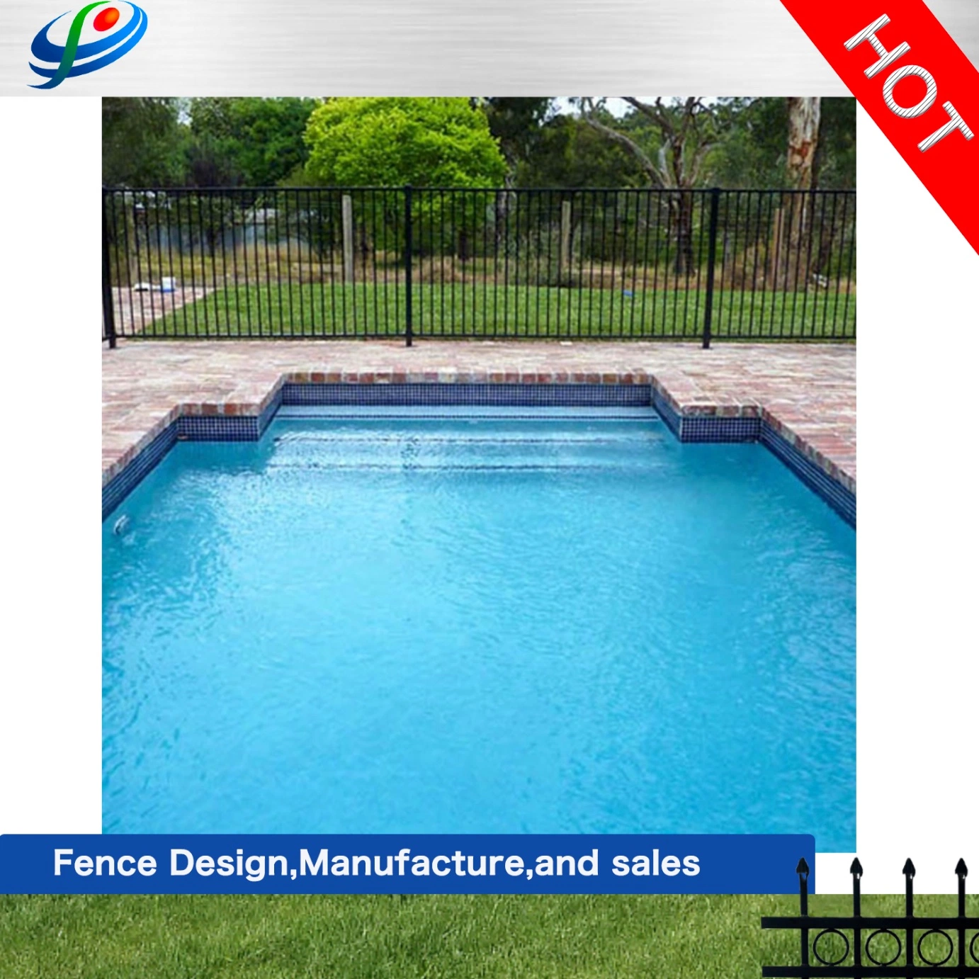 Aluminum/ Wrought Iron /Galvanized Steel/ Metal Fence Door Safety Fence Panel Automatic Door for Pool /Garden/Home/School