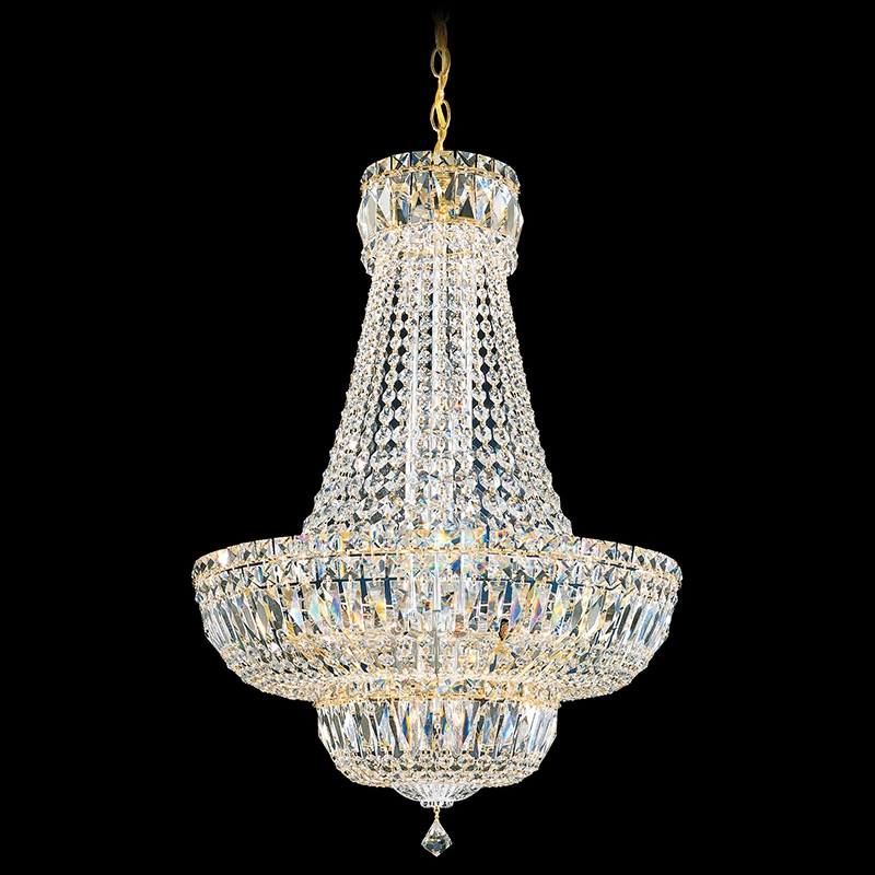 Couverture de luxe Emprie Lmpara Vestbulo Eclairage décoratif Antique Crystal Silver Luminaire suspendu en chrome pour la Villa Hotel Hall