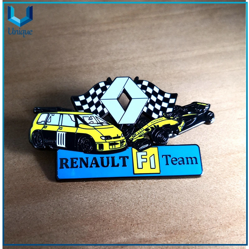 Free Sample Fashion Racing Car Club Metal Brooch, Custom Design Metal Emblem Lapel Pin