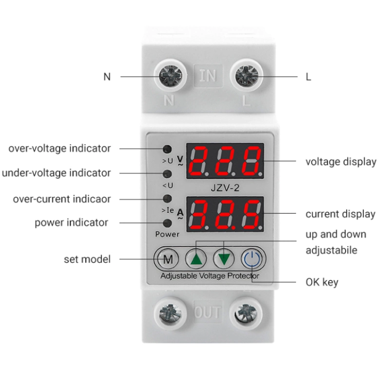 1-40A 1-63automática ajustable a través de una tensión y corriente Protector