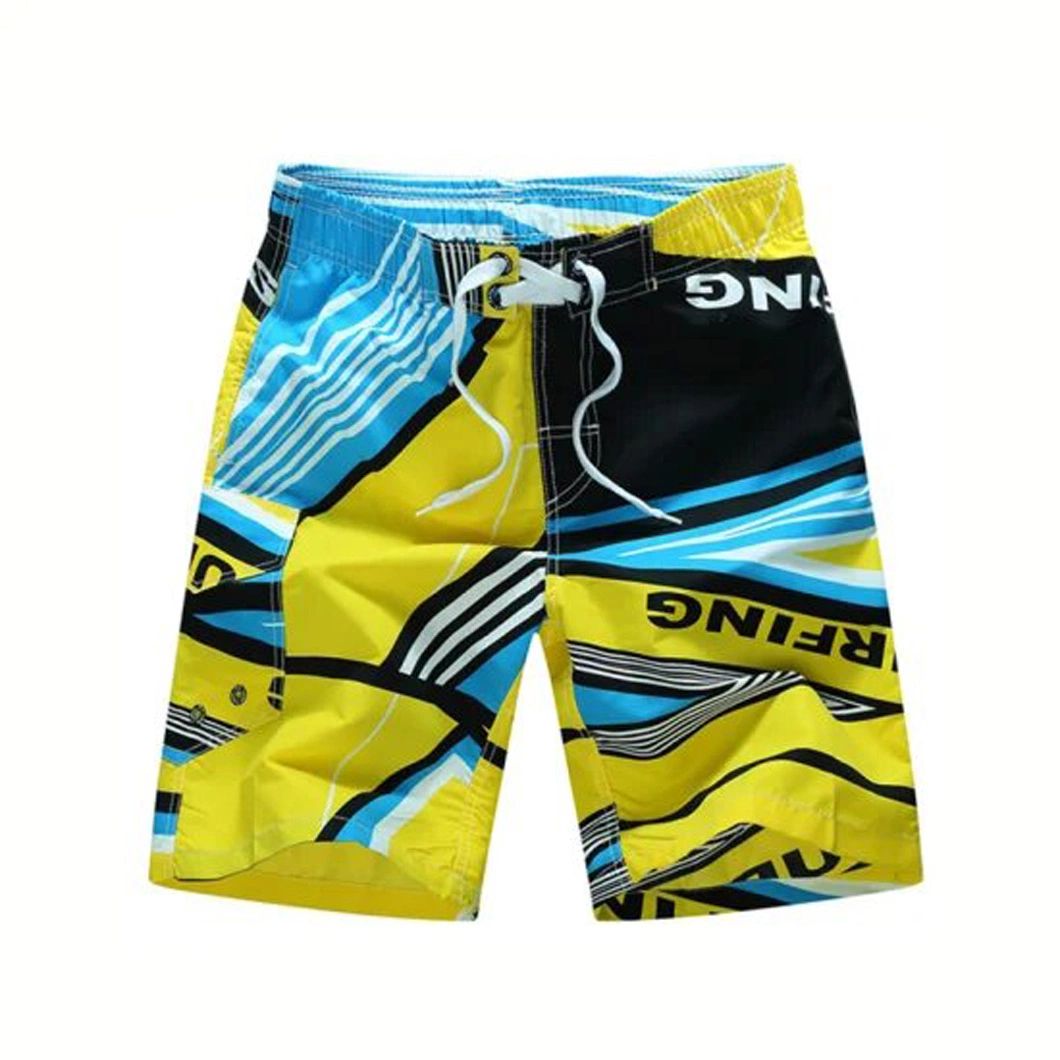 Custom Men's Fashion Print Drawstring Waist Swimwear OEM Trunks Beach Shorts