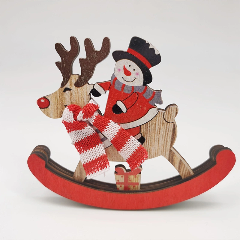 Rocking Horse Ornaments Home D&eacute; Cor Wooden Santa Snowman Christmas Ornament Xmas Tree Decorations