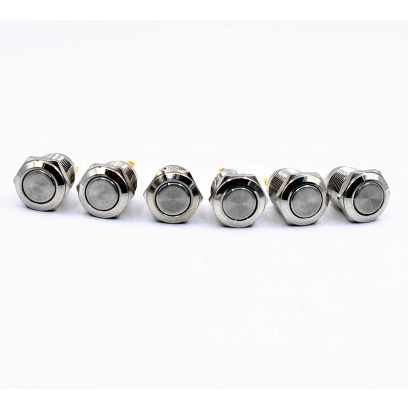 12mm Flat-Head 1no Self-Reset 2pin Button Switch Metal Switch Momentary Waterproof Type