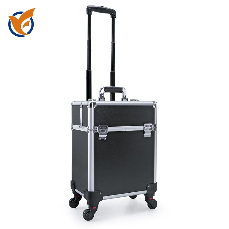 Professional Aluminum Cosmetic Case with Wheels Trolley Cosmetic Box Nails Case