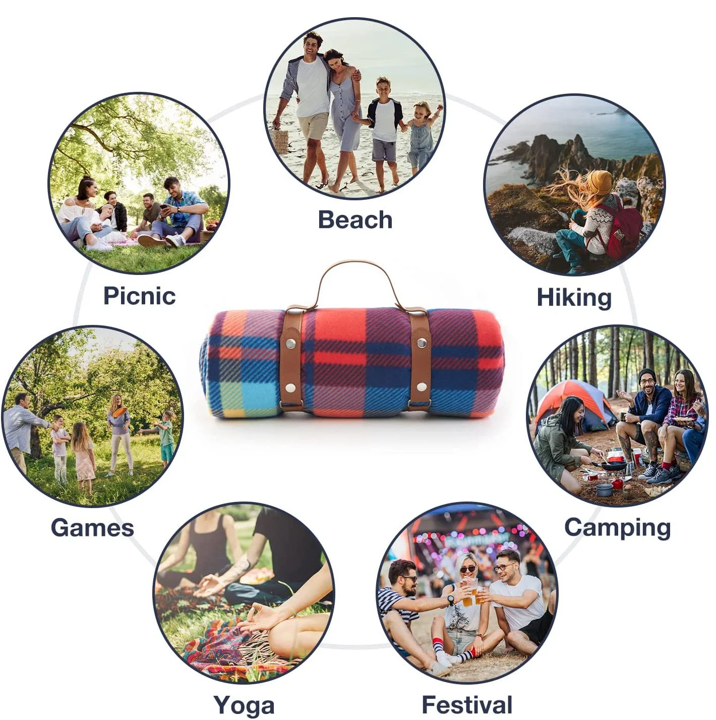 Woqi Picnic Blanket Sand-Free Outdoor Waterproof Resistant Picnic Mat