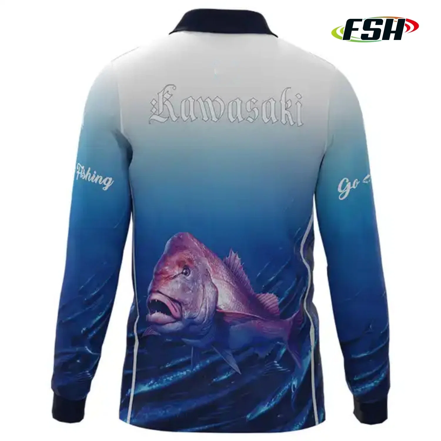 Diseño Protección UV Camiseta de Pesca personalizada Polo de manga larga Collar hombres