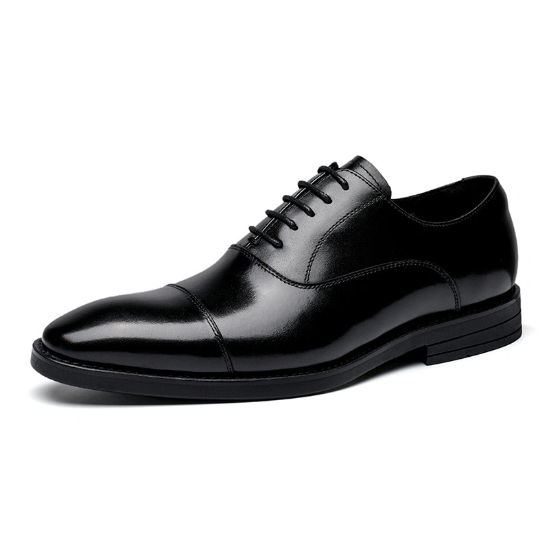 Men's Leather Business Dress Footwear Breathable Oxford Top Layer Leather Cowhide Three-Joint British Style Shoes