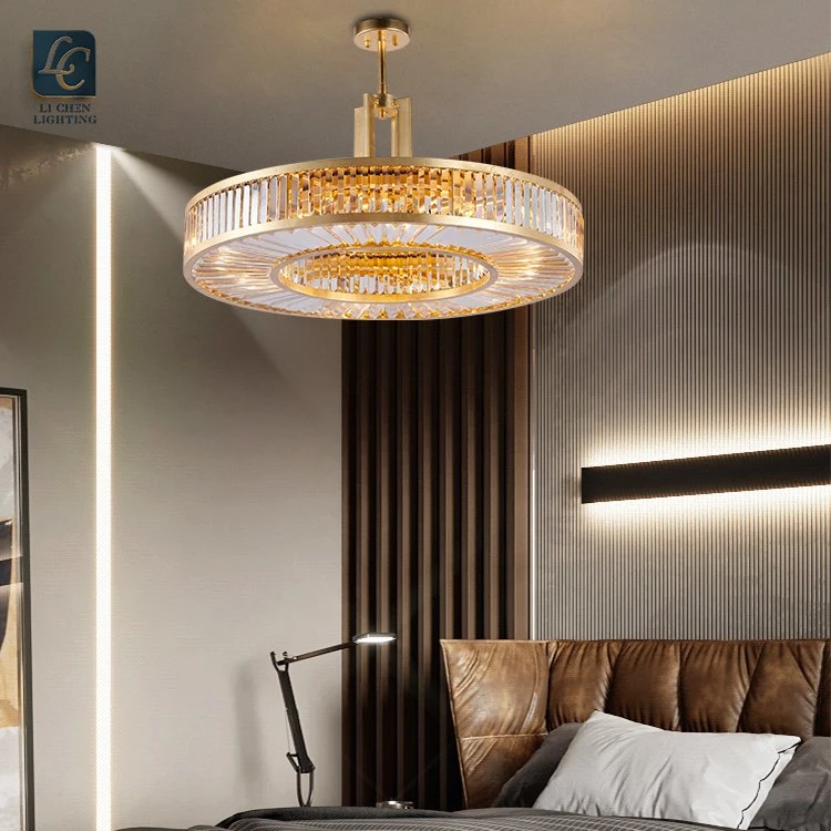 Hotel Villa Restaurant Iron Frame Crystal LED Pendant Lamp