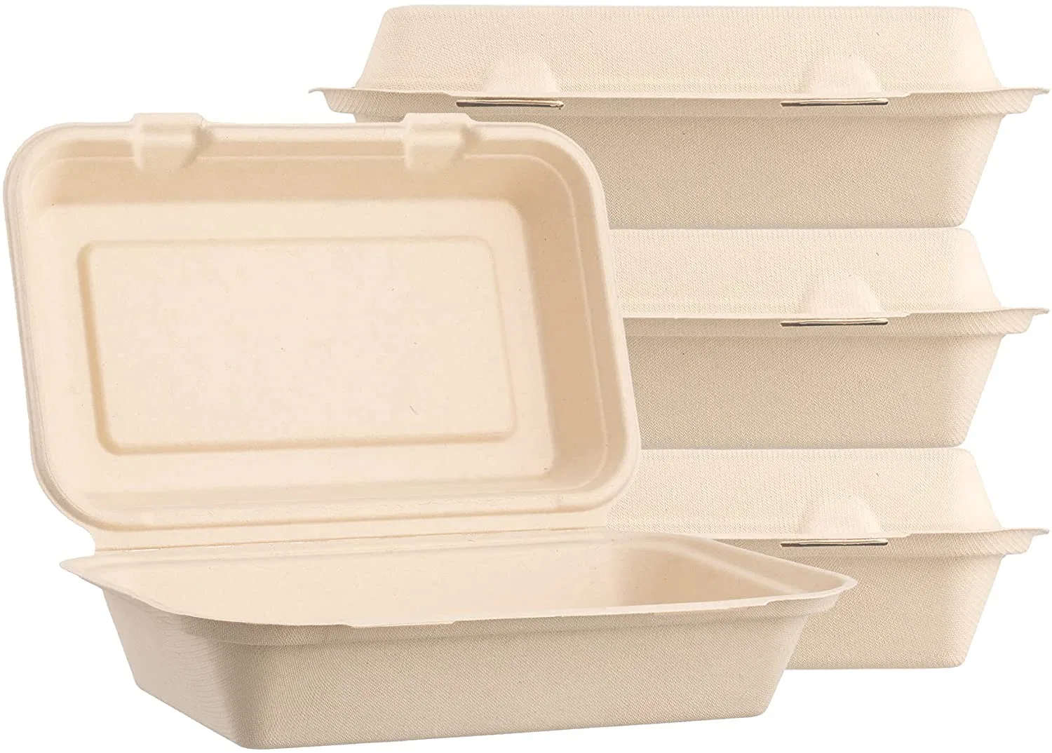 Commerce de gros emballages biodégradables à emporter la bagasse Hamburger Box-[9*6, du PSAF libre]- Hamburger Case à usage unique