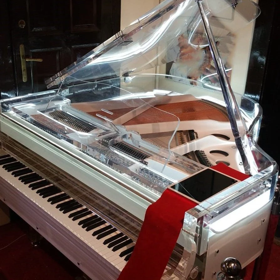 Crystal Baby Grand Piano HG152A con la banqueta del Piano transparente