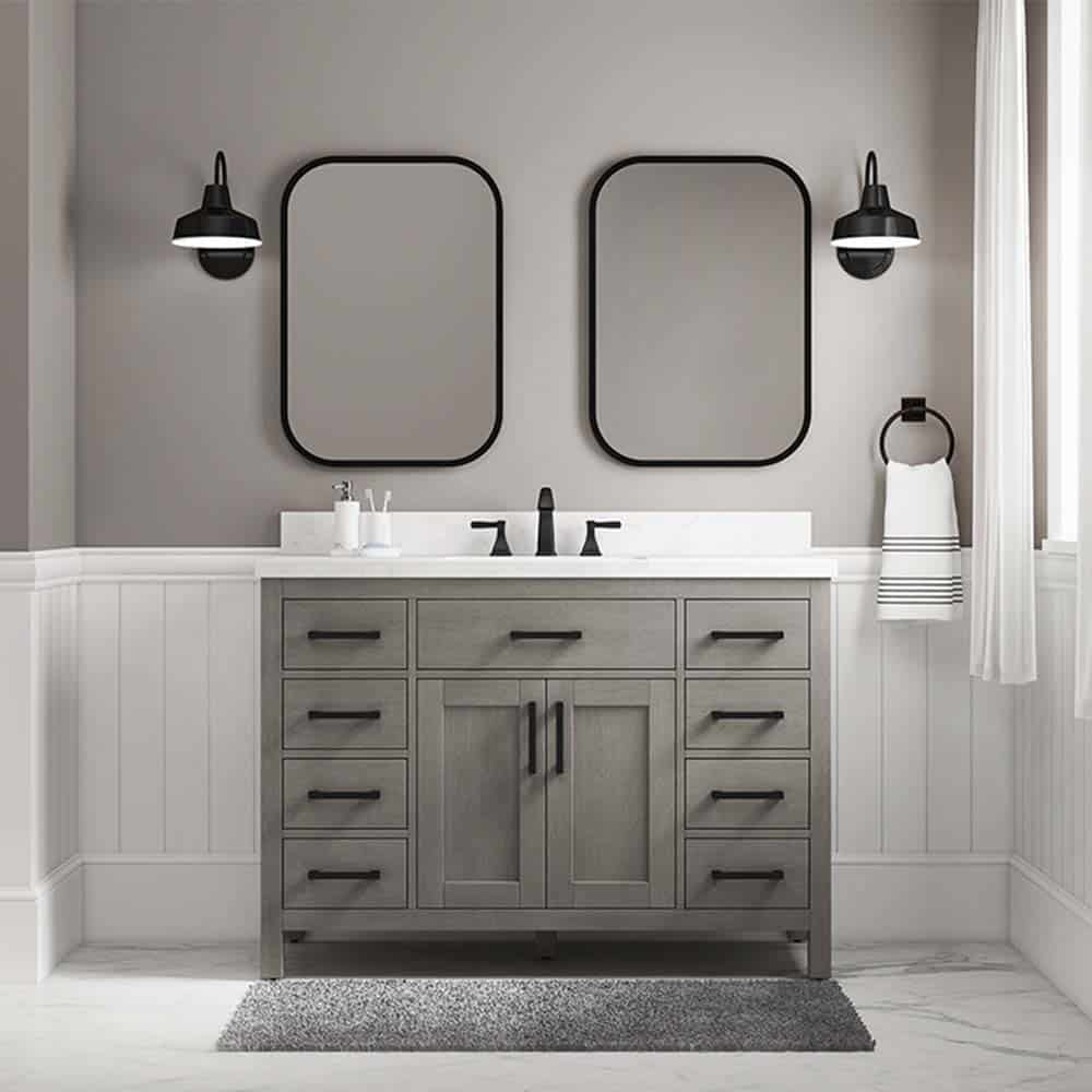 48in Single Sink Dark Gray Bathroom Vanity with Solid Wood Bathroom Cabinet