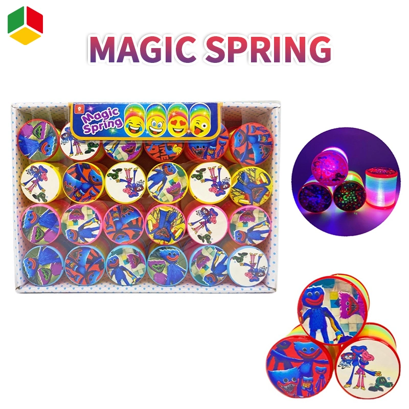 QS Hot Sales Children Funny Plastic Rainbow Magic Slinky Spring Party Toy with Light