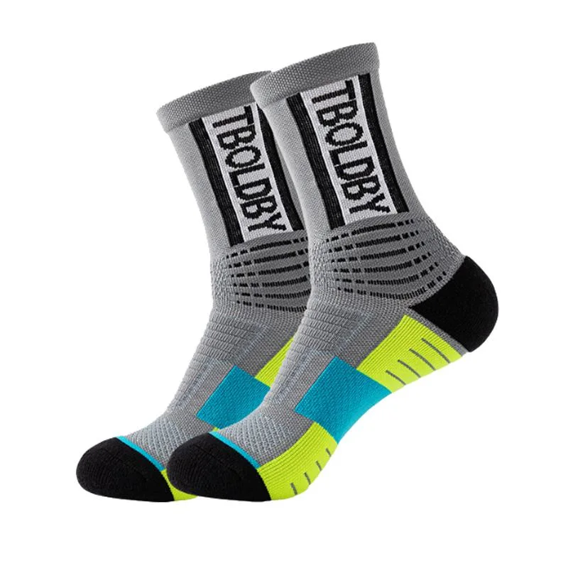 Customized Outdoor Shock Absorption Men Crew Sports Cycling Socks OEM Ultralight Athletic Compression Sport Football Soccer Socks