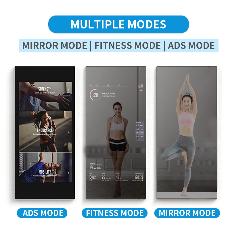 32 Inch Touch Screen Floor Stand Large Smart Fitness Mirror for Exercise Room