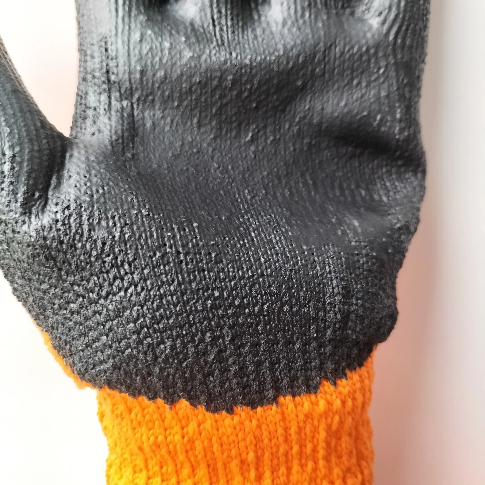 Gants de travail en maille revêtus de latex et de paume orange