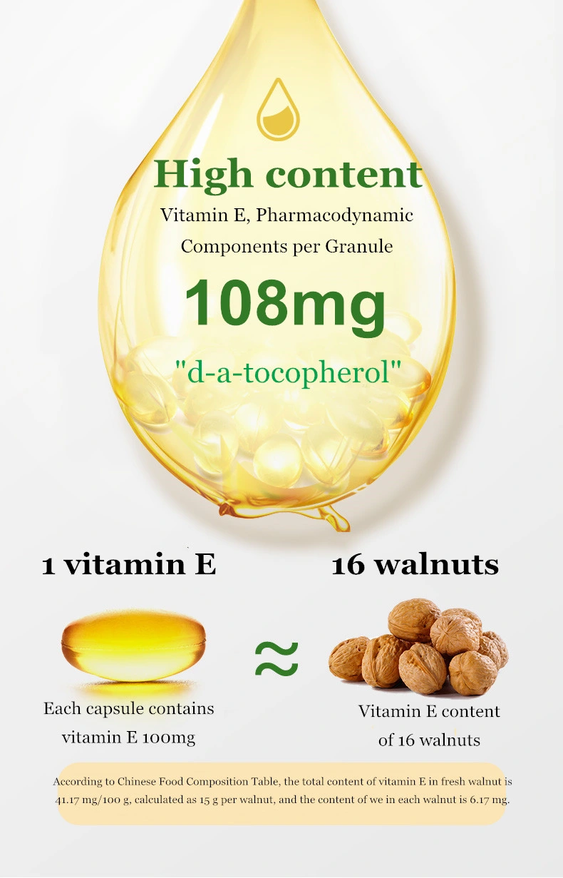 Hochwertige Gesundheit Lebensmittel OEM natürliche Ve Softgel Vitamin E