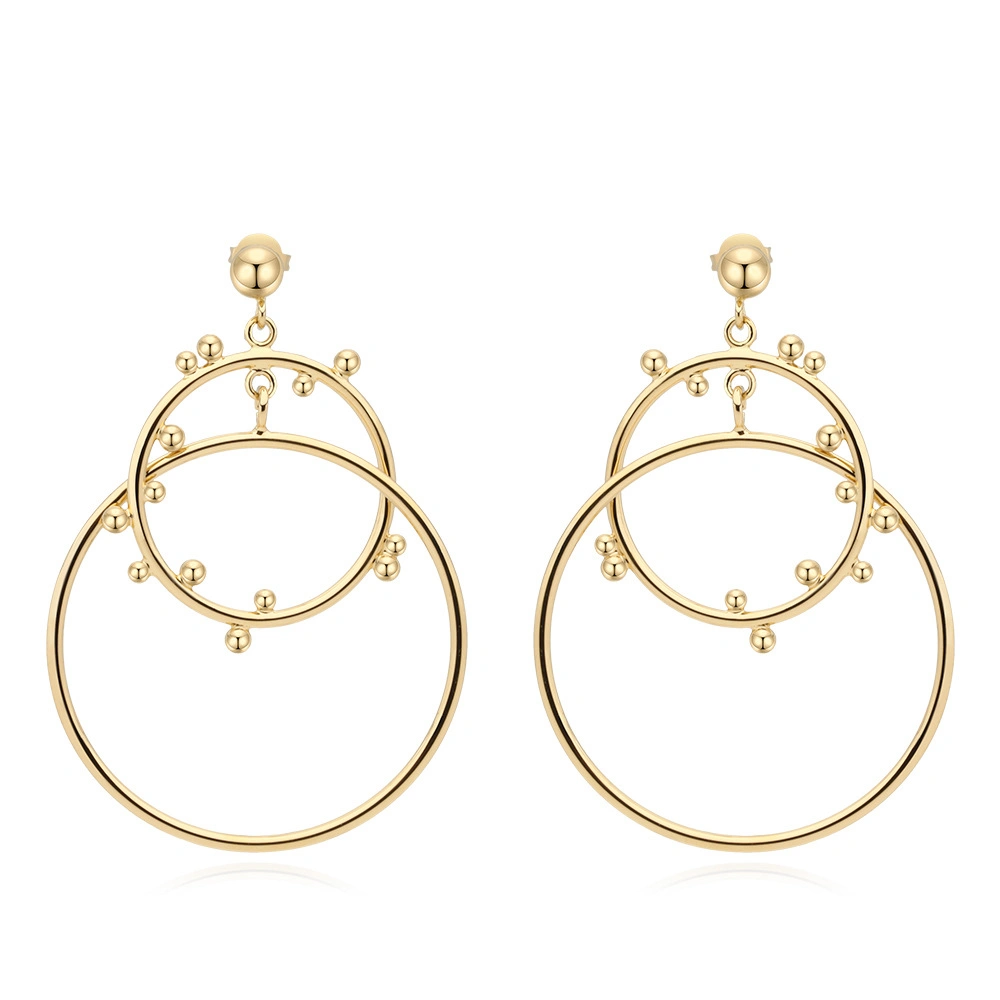 New Retro European American Earrings 18K Gold Plated Round Earrings