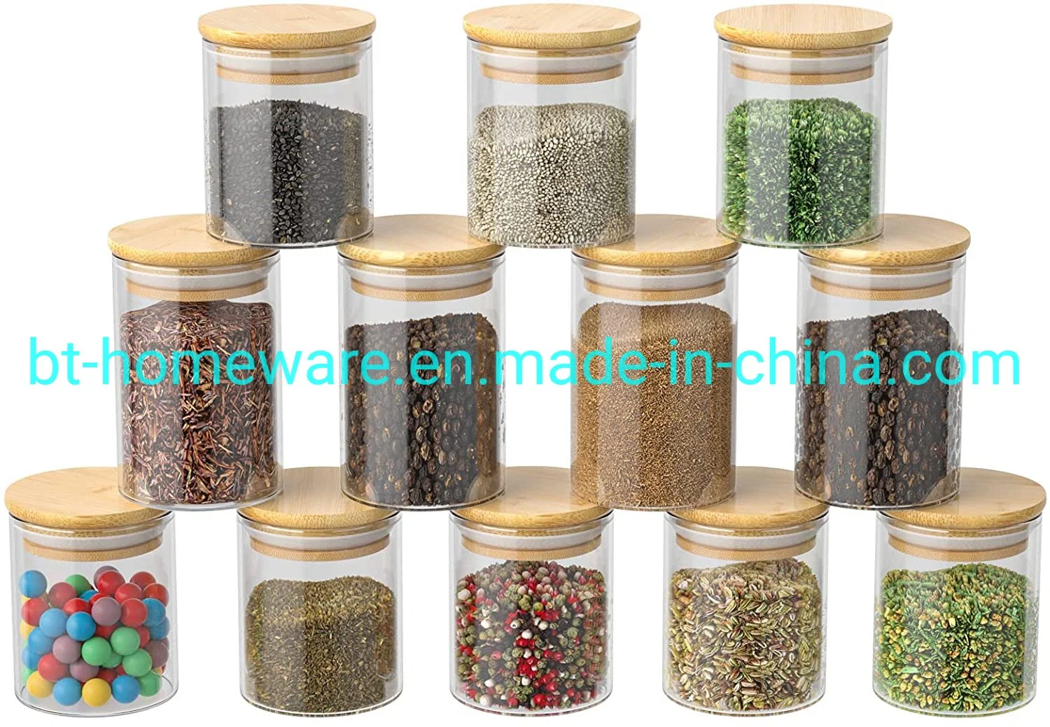 Wholesale/Supplier 8oz + 11.5oz Glass Sealed Labeled Spice Jar Set 10PCS with Bamboo Lid and Blackboard label Chalk Mailing Boxes for Storage for Spices Herbs Grains