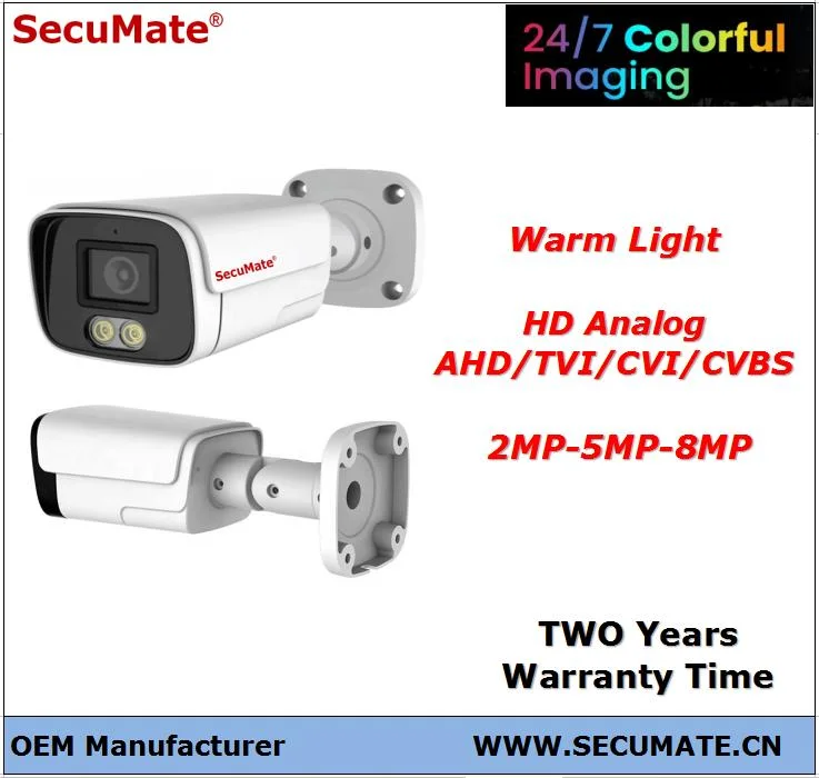 1080P HD Warm White Light 2MP Full Color Bullet CCTV Camera Outdoor IP Ahd/Tvi/Cvi Security Camera Analog Camera