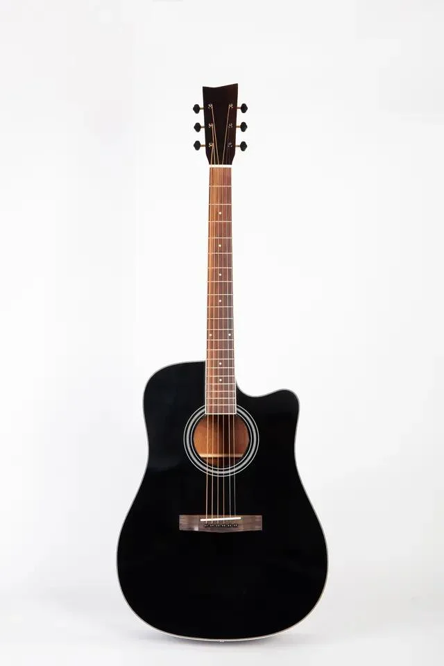 OEM de fábrica de abeto macizo 41" Dreadnought Chaqué Negro Guitarra Acústica (LZSAG-520)