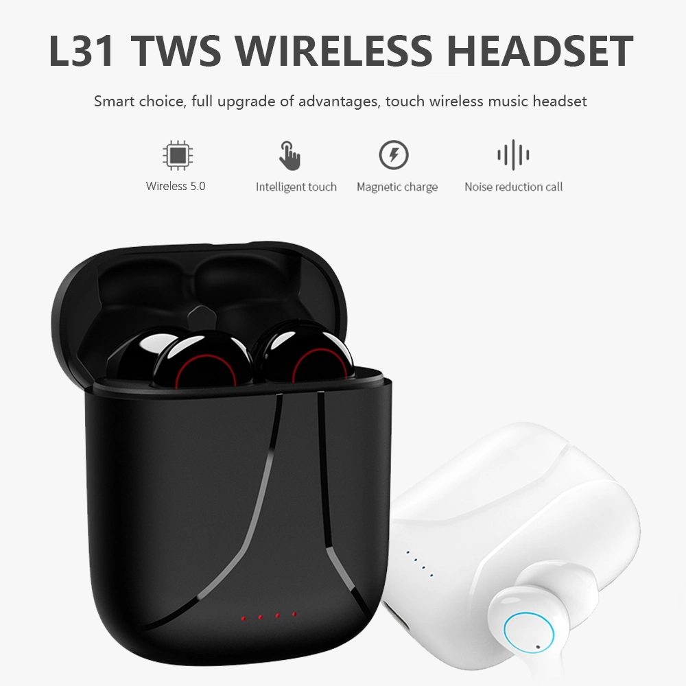 Auriculares TWS L31 Bt 5.0 Mini auriculares estéreo Touch Auscultadores estéreo estéreo com microfone estéreo ANC