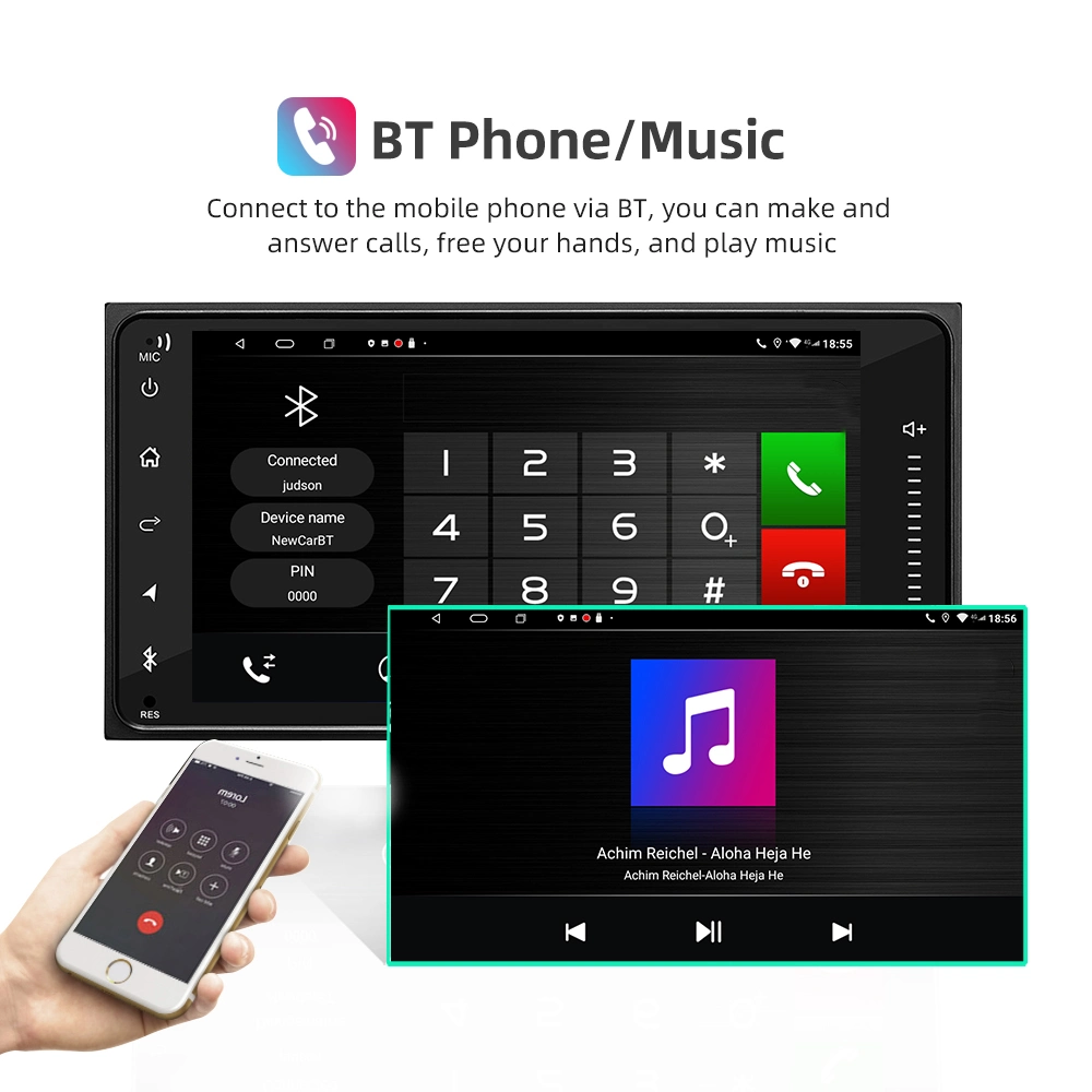 Jmance Multi-Language Media Music Video Player 7 Zoll integriertes GPS Für Toyota Double DIN 2 DIN Android Auto Radio