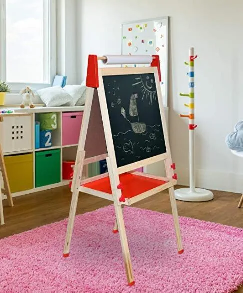 Easel de madera con rollo de papel para la pintura infantil