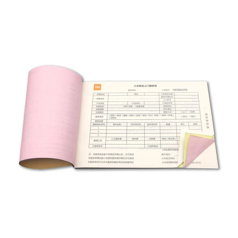 OEM / ODM Custom Restaurant Guest Check Buch Druck-und Design-Service Von NCR Carbonless Paper