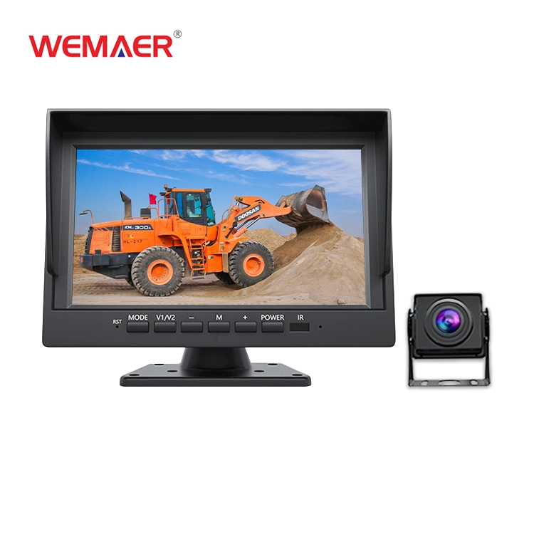 Wemaer OEM 1 Way Bus Truck Câmara de marcha-atrás TV multifuncional Entrada AV Inversão auxiliar Ahd 7 Desktop motorizada Flip Down Monitor de carros