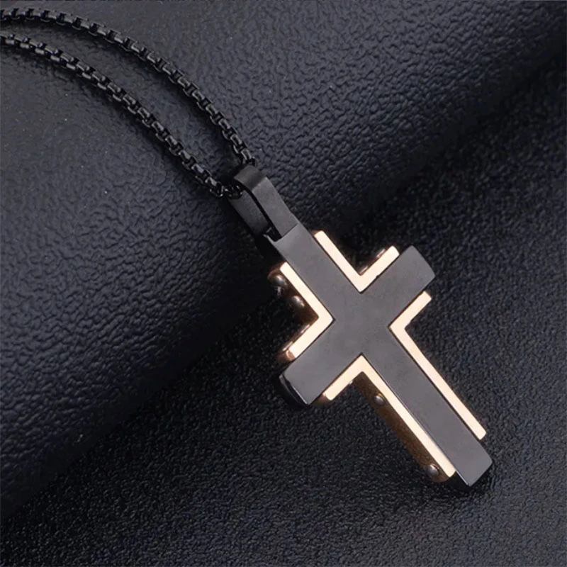 Nouvelle arrivée, les hommes" s Modèle d'onde simple collier pendentif Croix Bijoux en acier inoxydable pour les hommes et femmes Bijoux