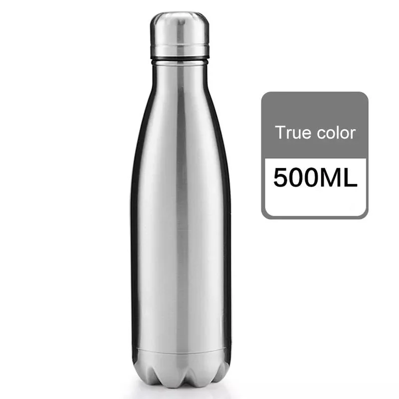 Cola Shaped Water School Water Bottle 500ml Stainless Steel Accessories Sport Metal Customized Logo Style Time Outdoor Tea