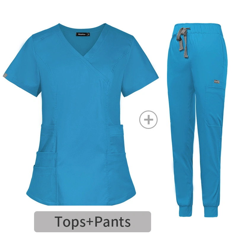 Mujeres Enfermería Uniformes Hospital Sets Anti arrugas Custom Scrubs SPA Enfermeras Uniformes