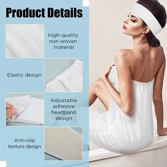 Disposable SPA Wrap Non- Woven Bath Wrap Adjustable for Women Salon SPA Beauty Sweat Steaming