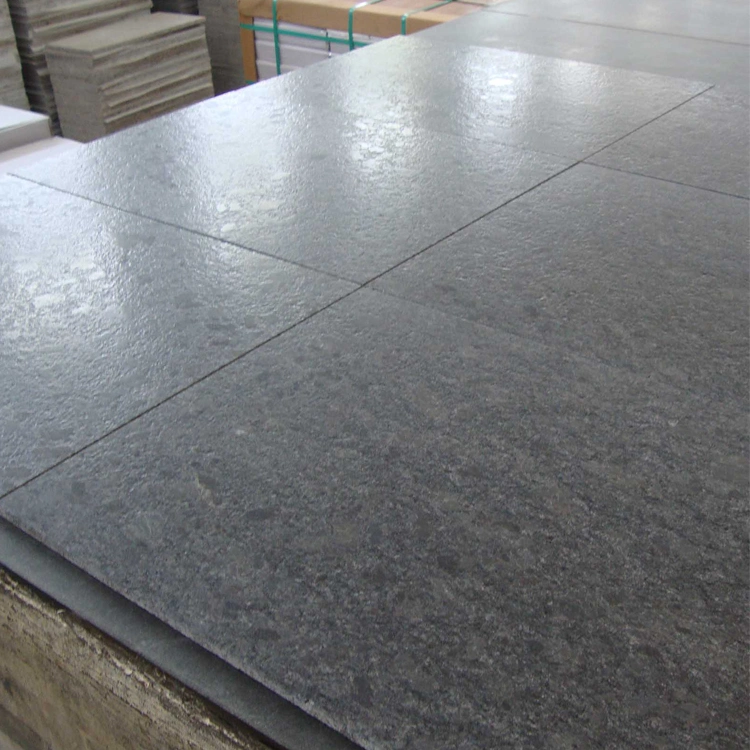 Dark Stone Leathered Steel Grey Granite Countertop Slab Black Leather Granite