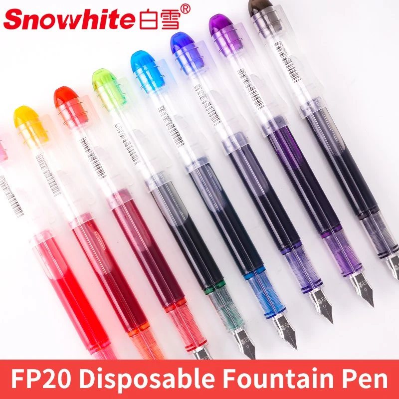 Office Supply Disposable Plastic Fountain Pen Stailess Steel Smooth Writing Ink Pen Stationery
