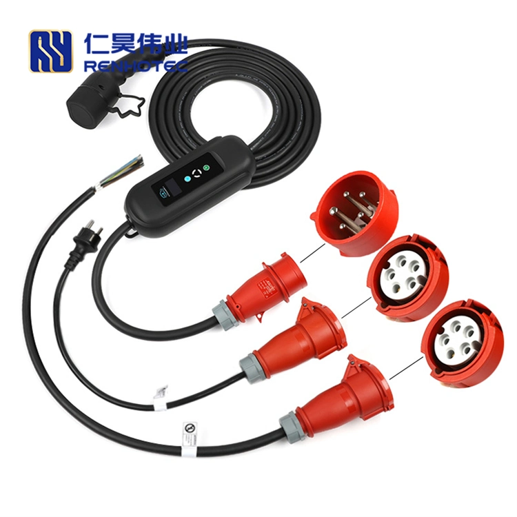 Mode 2 22kw EV Charging Connector Type 2 to Cee Plug with 5 Meters Cable Electric Car Charger