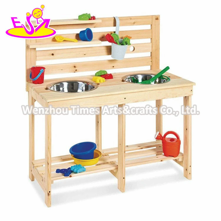 Children Durable Wooden Outdoor Kitchen Table with Accessories W10c817