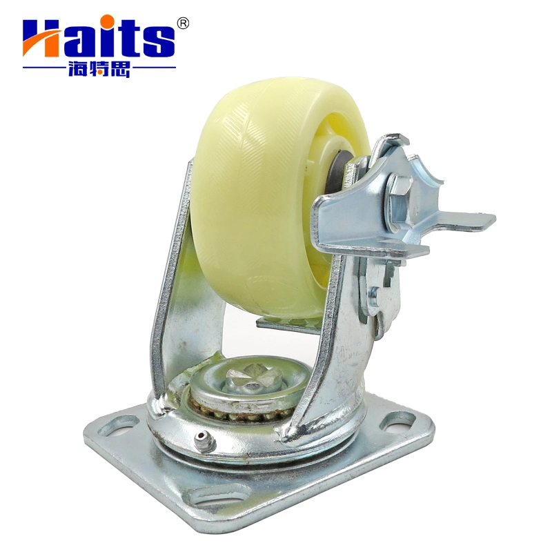 Heavy Duty Industrial Swivel Rigid Brake Casters Industrial Caster with blue Elastic Rubber Wheel