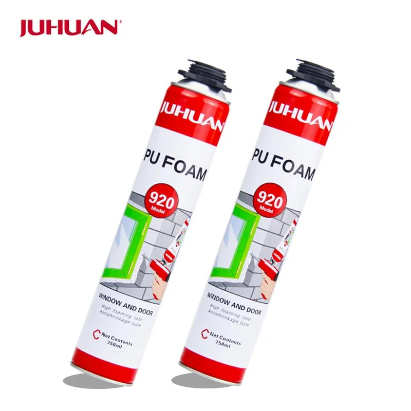 Alimentation Juhuan-Factory	750ml/500ml/300ml sans CFC L'isolement de pulvérisation de mousse de polyuréthane pour trou de fixation