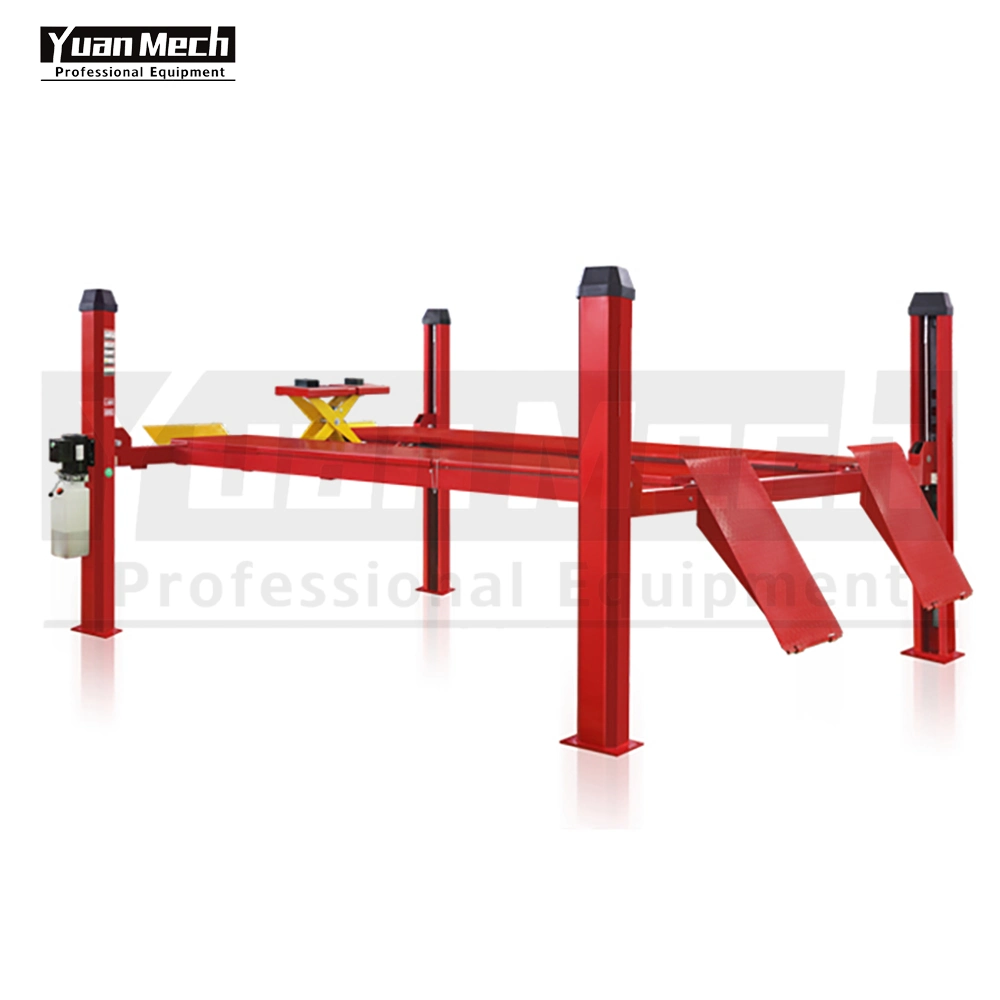 CE Car Lift 4 Post Automatic Manual Unlock Lift with Secondary Lifting Trolley