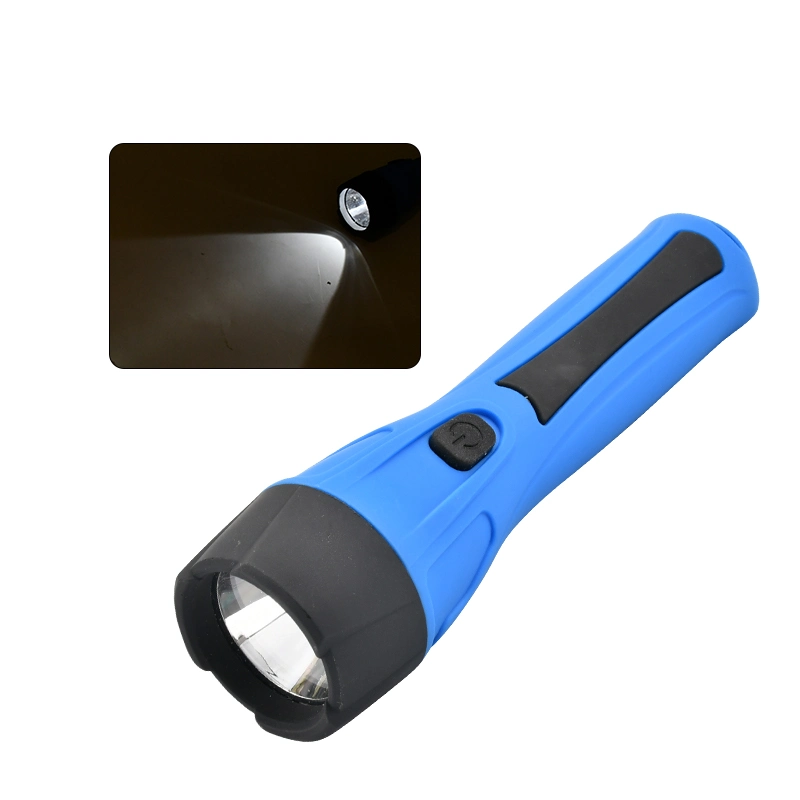 Brightenlux OEM Logo Printing Long Distance Ipx4 Waterproof 2*AA Battery LED ABS Plastic Blue Kids Flashlight Torch Light