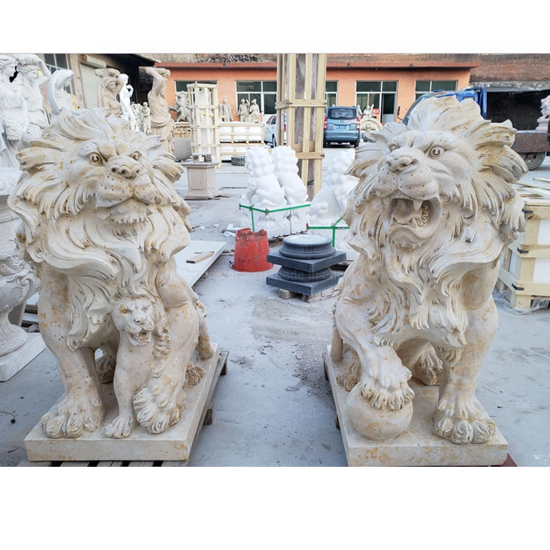 Natural Marble Stone Lion Sculpture for Garden Decoration with 20% off