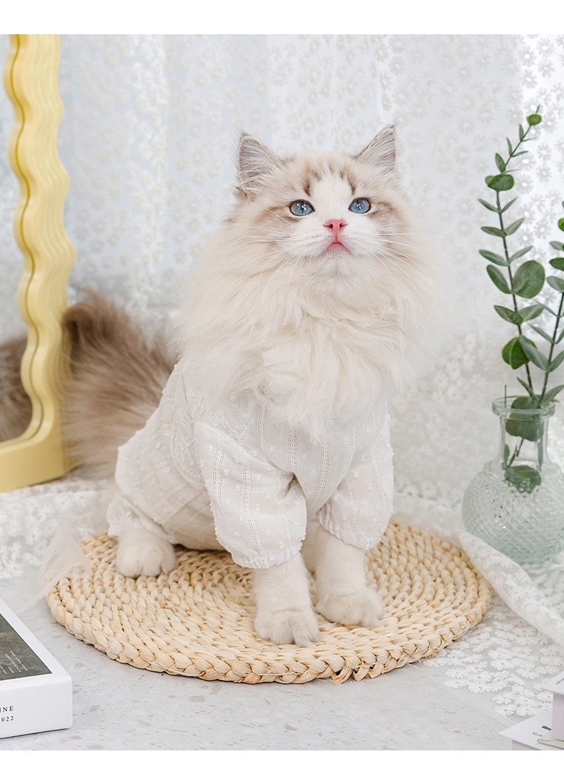 Spring and Summer Cats Thin Four Legged Clothes Lace Belly Wrap Warm and Belly Protecting Dog Home Clothes Spring Pet Clothes