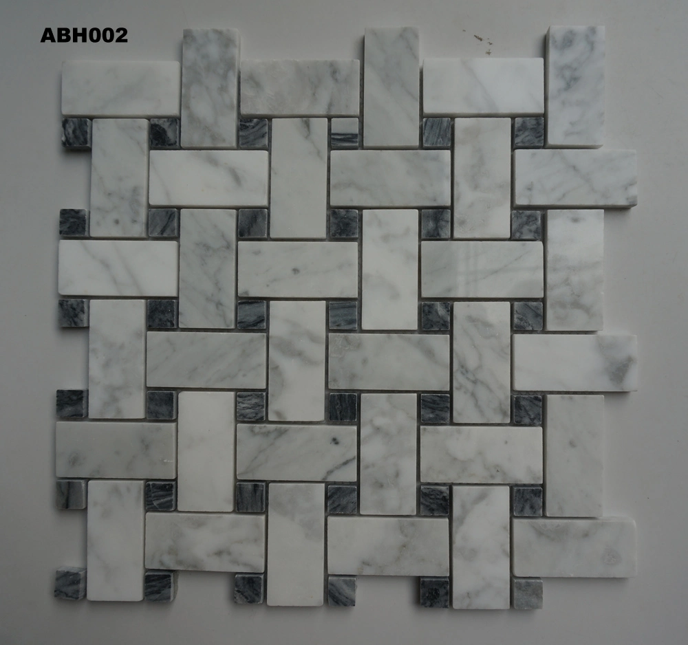 High quality/High cost performance White Carrara Basketweave Marble Mosaic for Shower Wall