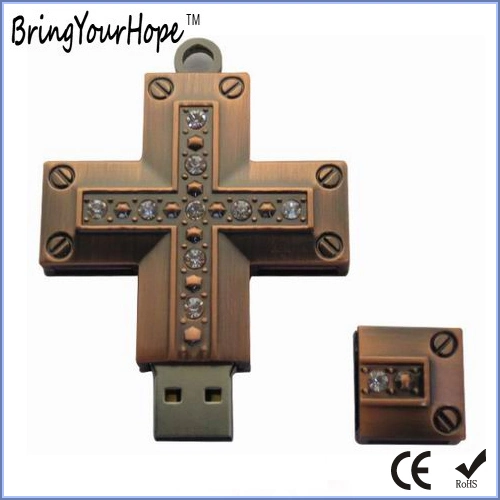 La conception de matériaux métalliques Croix Jésus disque Flash USB