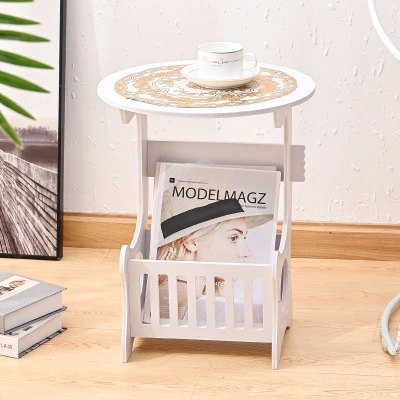 2021hot Decorative Wooden Plastic Plant Shelf Plant Stand with Storage Basket for Sundries